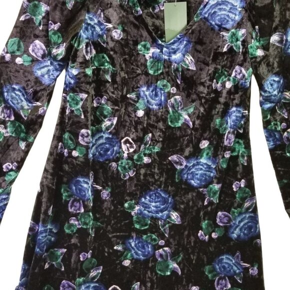 Wild Fable Dress Long Sleeve Purple Blue Floral XS Long Sleeve Ruffled Bottom - Picture 2 of 7